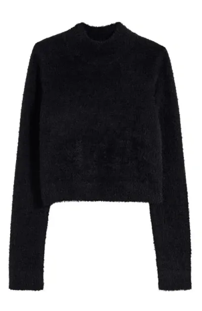 Nordstrom Kids' Eyelash Knit Crop Sweater In Black