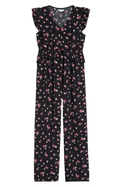 Nordstrom Kids' Floral Ruffle Jumpsuit In Black- Multi Amelie Floral