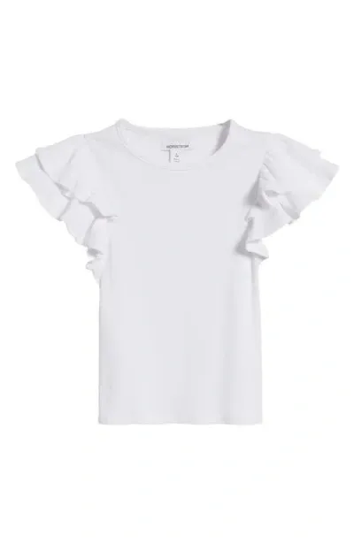 Nordstrom Kids' Flutter Sleeve Rib T-shirt In White