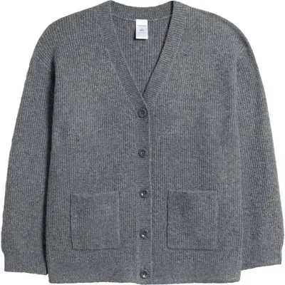 Nordstrom Kids' Oversize Rib Cardigan In Grey Dark Heather