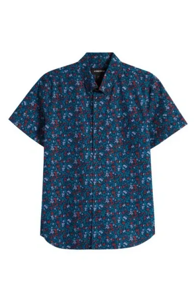 Nordstrom Kids' Patch Pocket Short Sleeve Button-down Shirt In Navy Peacoat Claire Floral