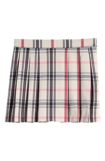 Nordstrom Kids' Pleated Plaid Skort In Ivory Dove Mindy Plaid