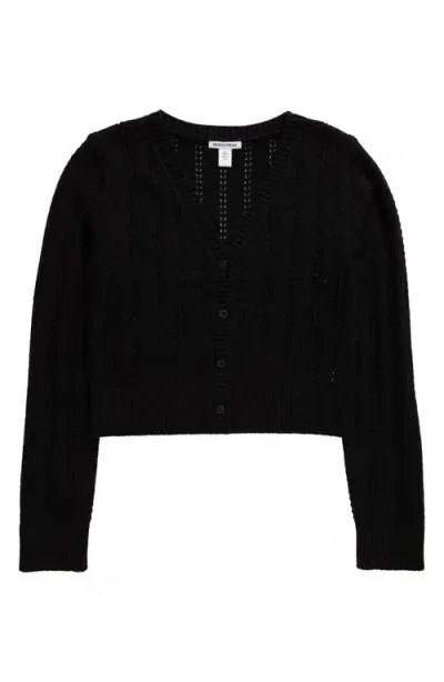 Nordstrom Kids' Pointelle Metallic Cardigan In Black