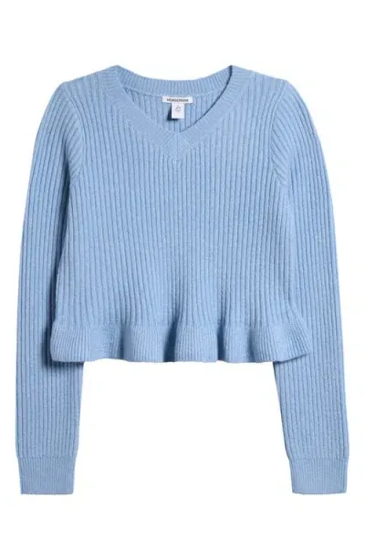 Nordstrom Kids' Ruffle Rib Crop Sweater In Blue Worn