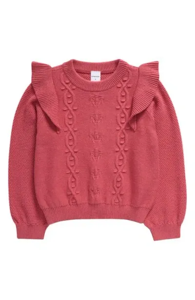 Nordstrom Kids' Ruffle Shoulder Crewneck Sweater In Pink Mauve