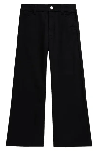 Nordstrom Kids' Stretch Twill Crop Wide Leg Pants In Black