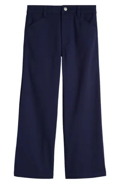 Nordstrom Kids' Stretch Twill Crop Wide Leg Pants In Navy Peacoat