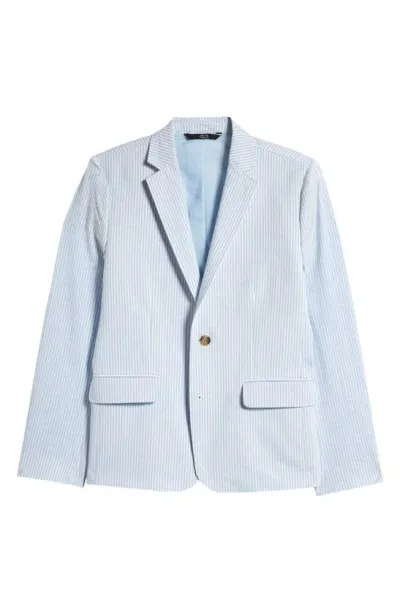 Nordstrom Kids' Stripe Seersucker Cotton Blazer In Blue Frozen Pin Stripe