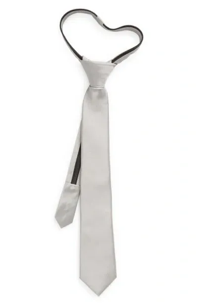 Nordstrom Kids' Ugo Solid Satin Tie In Silver Ugo Satin