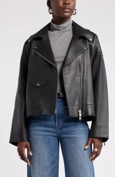 Nordstrom Leather Moto Jacket In Black