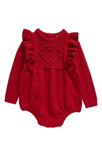 Nordstrom Babies'  Long Sleeve Bubble Bodysuit In Red Rio