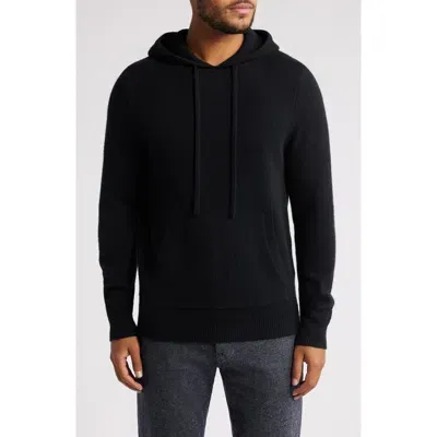 Nordstrom Luxe Cashmere Sweater Hoodie In Black Caviar