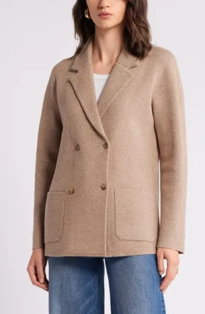 Nordstrom Marled Doubled Breasted Knit Blazer In Camel Marl