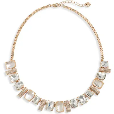 Nordstrom Mixed Crystal Frontal Necklace In Clear- Gold