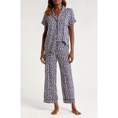 Nordstrom Moonlight Eco Crop Pajamas In Navy Evening Turnpike Geo