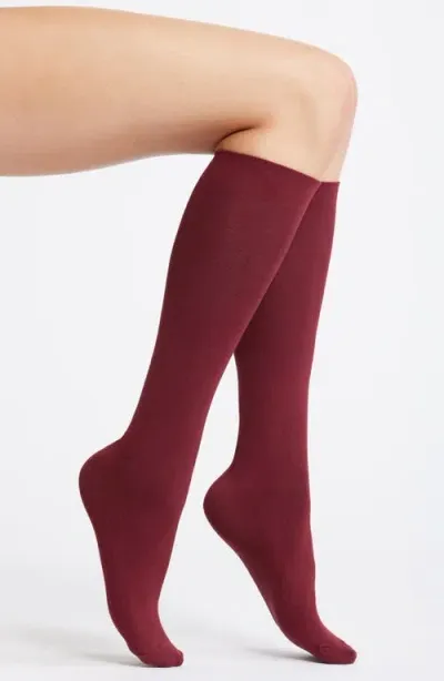 Nordstrom Opaque Mid Calf Socks In Red Grape