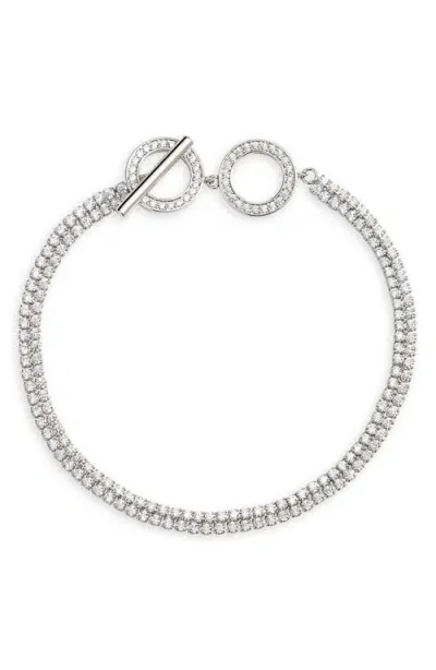 Nordstrom Pavé Cubic Zirconia Toggle Tennis Bracelet In Clear- Silver