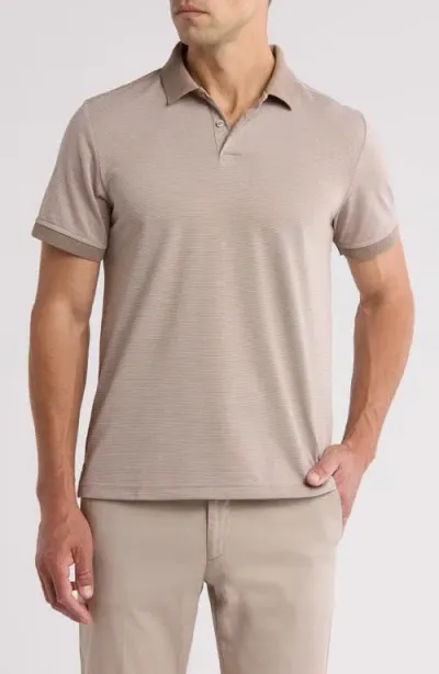 Nordstrom Pinstripe Jacquard Polo In Tan Desert