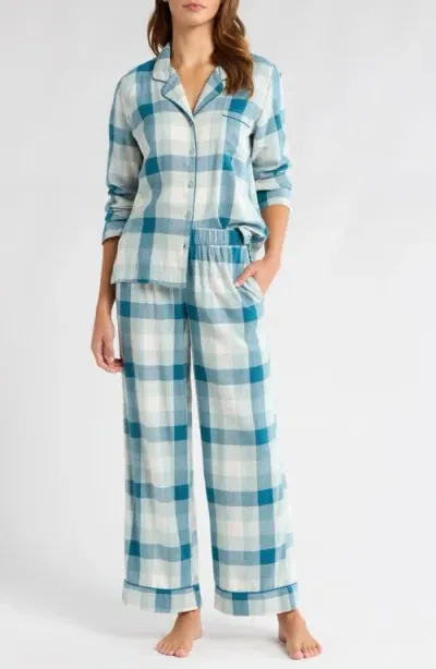 Nordstrom Plaid Cotton Blend Flannel Pajamas In Blue Multicheck