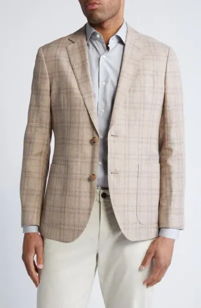 Nordstrom Plaid Linen & Cotton Sport Coat In Tan Pisa Plaid