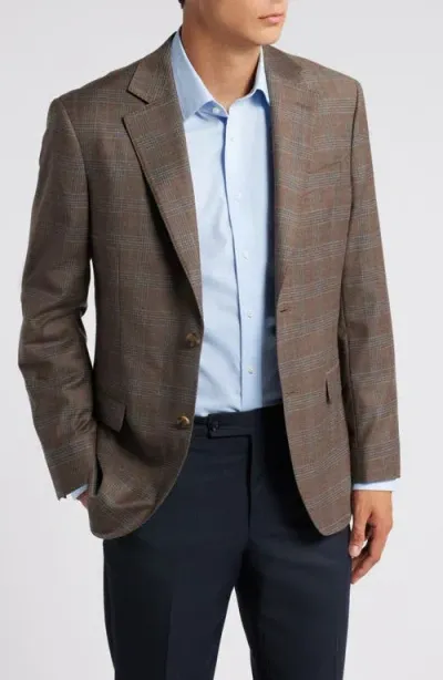 Nordstrom Plaid Wool Sport Coat In Tan - Blue Pira Plaid