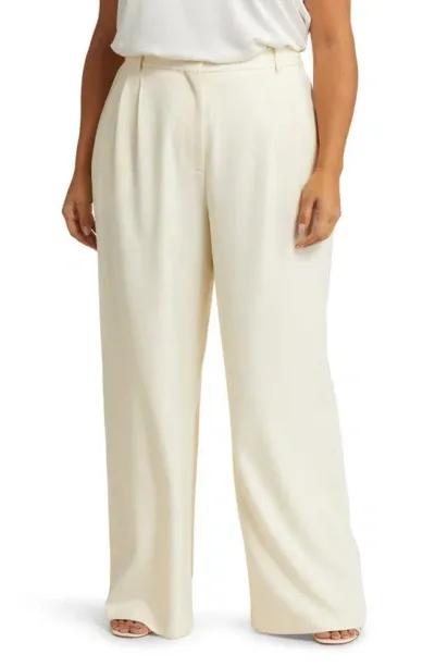 Nordstrom Pleat Front Wide Leg Pants In Ivory Birch