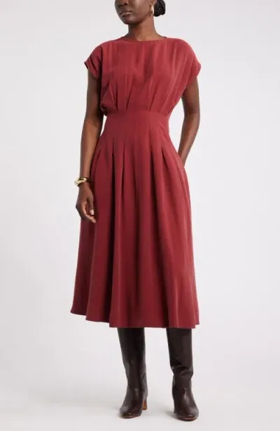 Nordstrom Pleated A-line Dress In Red Grape