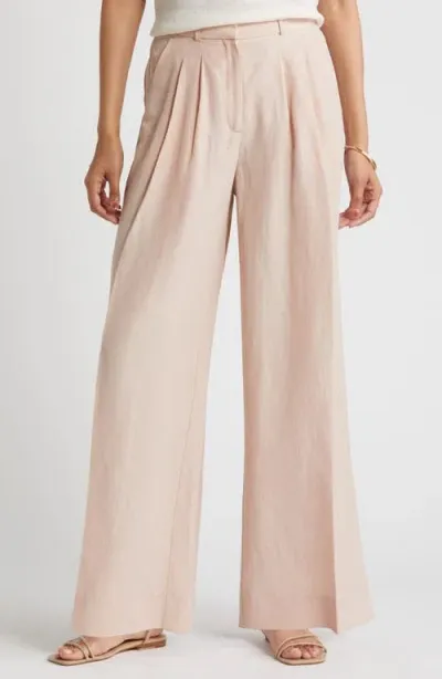 Nordstrom Pleated Wide Leg Pants In Pink Smoke