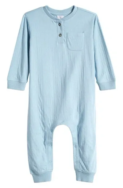 Nordstrom Babies'  Pointelle Knit Romper In Blue Basalt