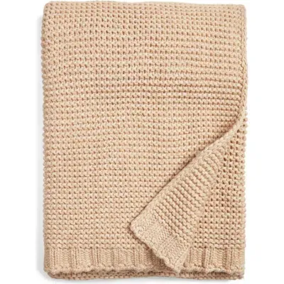 Nordstrom Recycled Fiber Knit Throw Blanket In Beige Oatmeal Heather