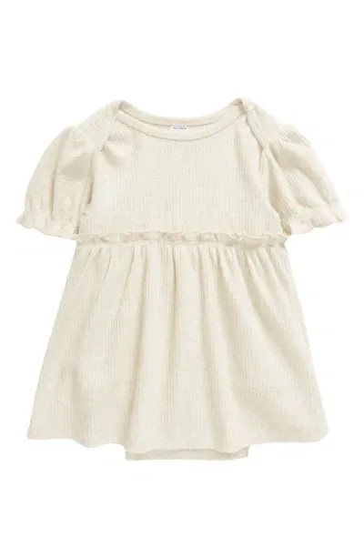 Nordstrom Babies' Rib Skirted Bodysuit In Beige Oatmeal Light Heather