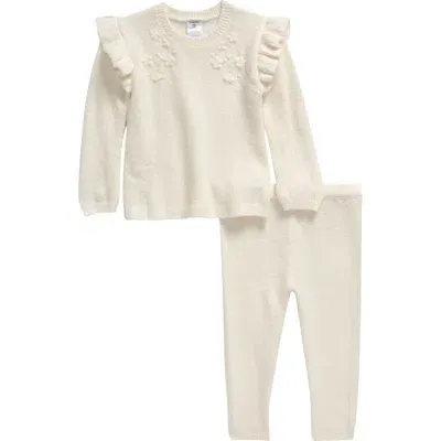 Nordstrom Babies'  Ruffle Accent Sweater & Leggings Set In Ivory Egret