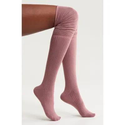 Nordstrom Scrunch Rib Thigh High Socks In Pink