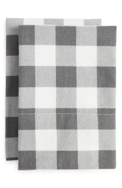 Nordstrom Set Of 2 Organic Cotton Flannel Pillowcases In Grey Buffalo Plaid