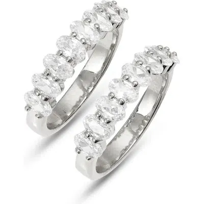 Nordstrom Set Of 2 Oval Cubic Zirconia Bands In Clear- Silver