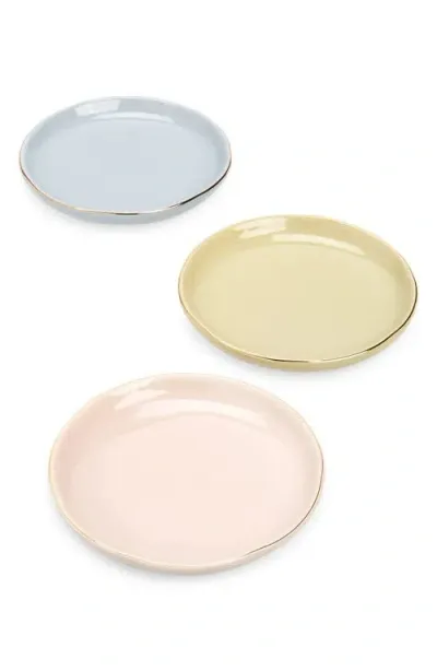 Nordstrom Set Of 3 Ceramic Vanity Trays In Cool Blue Multi/gold