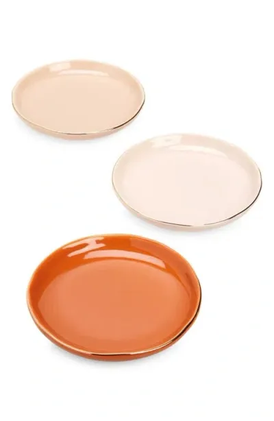 Nordstrom Set Of 3 Ceramic Vanity Trays In Sunset Orange Multi/copper