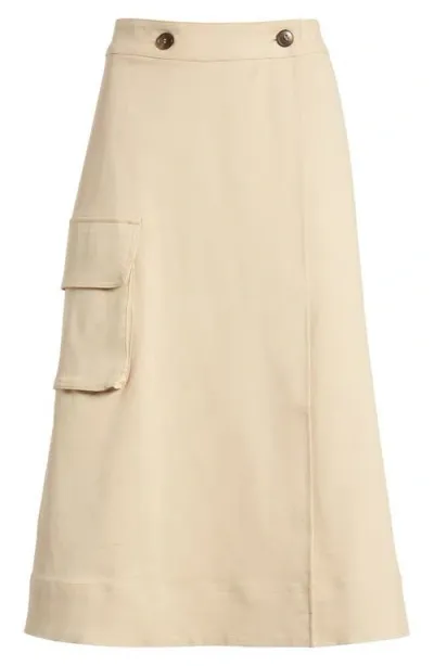 Nordstrom Stretch Cotton Midi Cargo Skirt In Tan Travertine