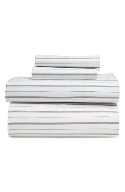 Nordstrom Stripe Organic Cotton Sateen Sheet Set In White Brilliant Stripe