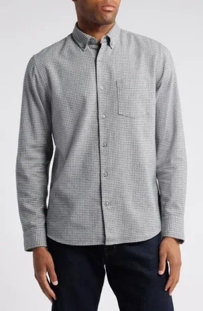 Nordstrom Trim Fit Microcheck Button-down Shirt In Grey- Navy York Check