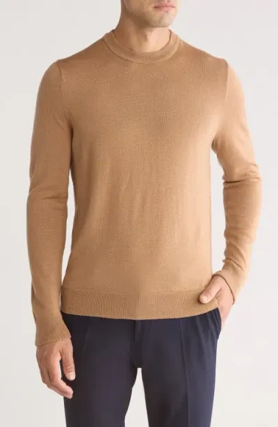 Nordstrom Washable Merino Crewneck Sweater In Tan Burro