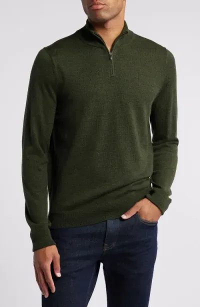 Nordstrom Washable Merino Quarter Zip Sweater In Green Depths