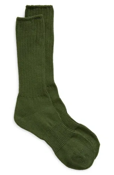 Nordstrom Wide Rib Cotton Blend Socks In Green Cypress