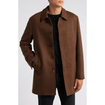 Nordstrom Wool Herringbone Coat In Brown Herringbone Grande