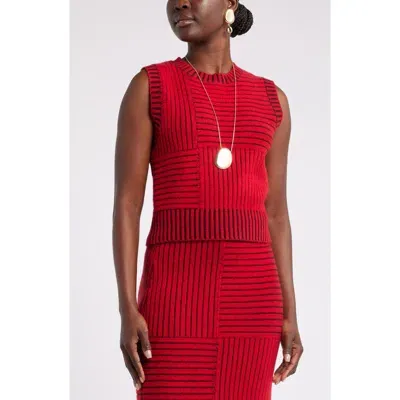 Nordstrom X Harlem's Fashion Row Harbison Rib Wool & Cashmere Sweater Vest In Red Bloom- Black