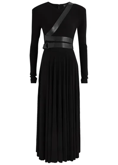 Norma Kamali Belted Stretch-jersey Midi Dress In Black