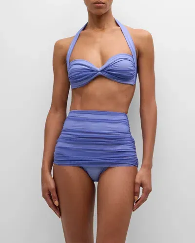 Norma Kamali Bill Ruched Bikini Top In Military Blue