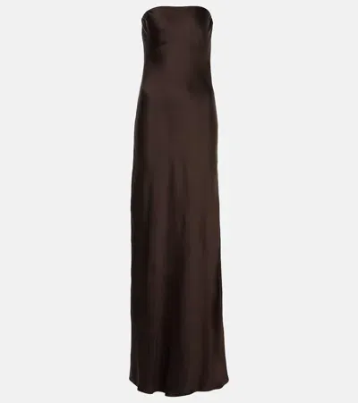 Norma Kamali Crêpe Satin Gown In Brown