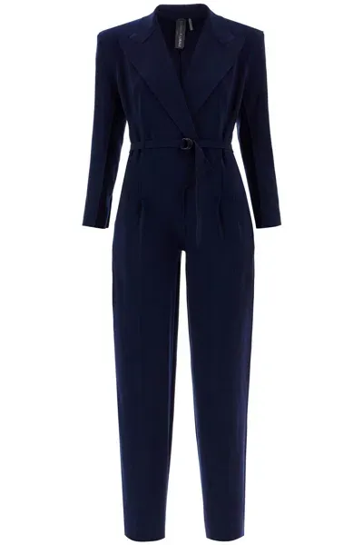 Norma Kamali Double-breasted Straight Leg Jumpsuit In Blue