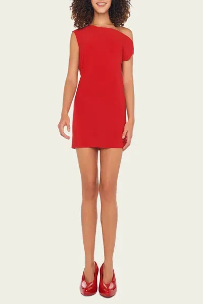 Norma Kamali Drop Shoulder Mini Dress In Tiger Red